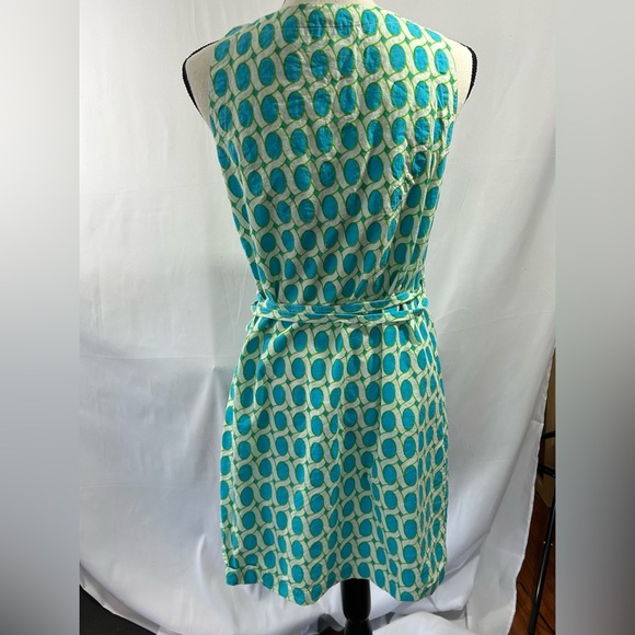 Gretchen Scott Designs Wrap Mini Dress Blue and Green Small Pretty for Summer - Picture 4 of 8